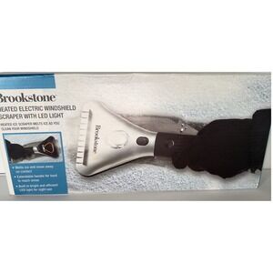 Brookstone Heated Electric Windshield Scraper LED Light 12V Car Ice Remover New